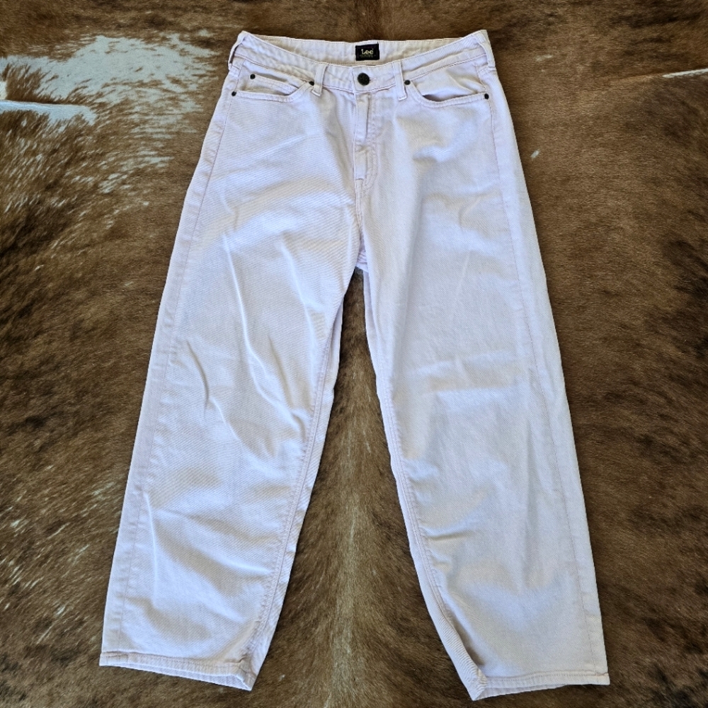 Lee Light Pink Wide Leg Cropped Jeans